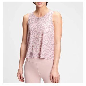 GAP Fit Pink Cheetah Print Breathe Wrap Sleeveless Tank Size Medium